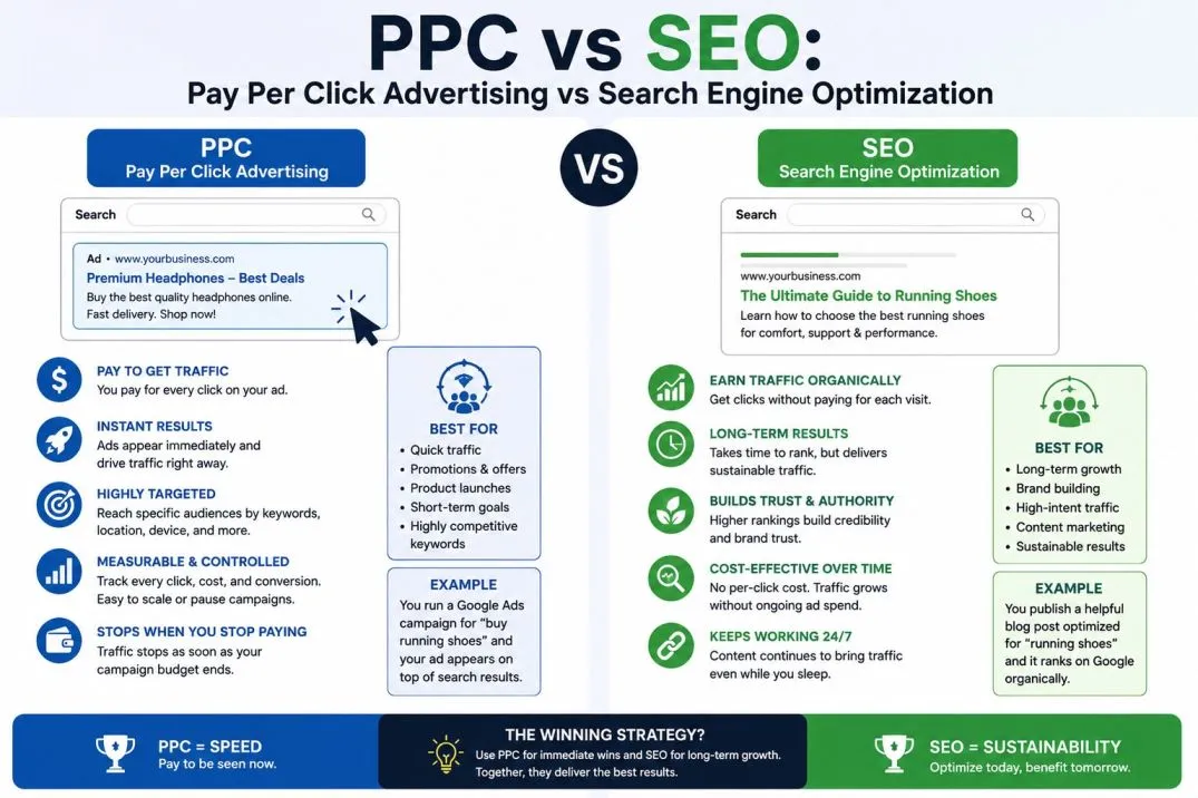PPC vs SEO: Pay Per Click Advertising vs Search Engine Optimization